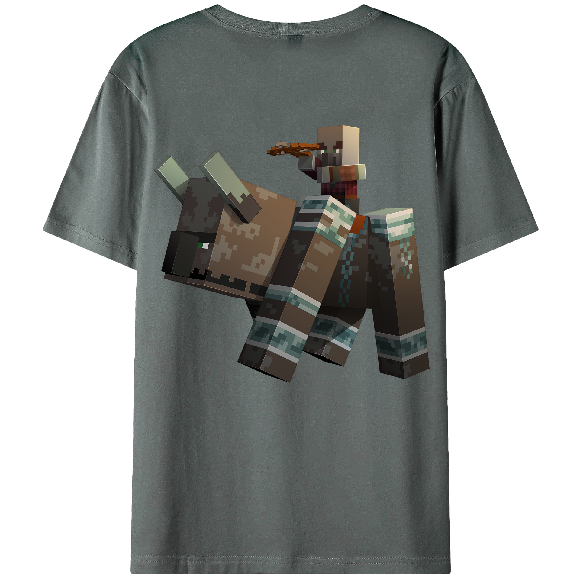 （画像用） マインクラフト ブロックの世界 Minecraft MC Block world 綿100％半袖Tシャツ（背面プリント）